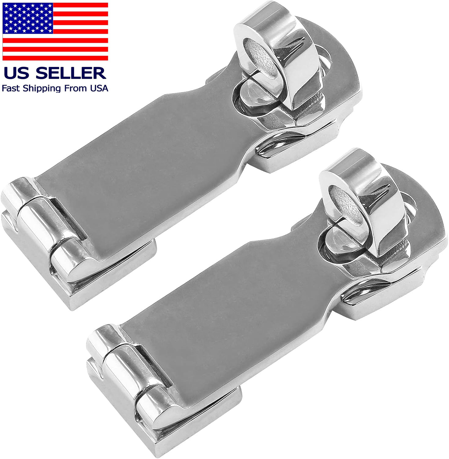 2Pcs Marine Grade 316 Stainless Steel Door Hasps, 3 Inch Heavy Duty Swivel Safet