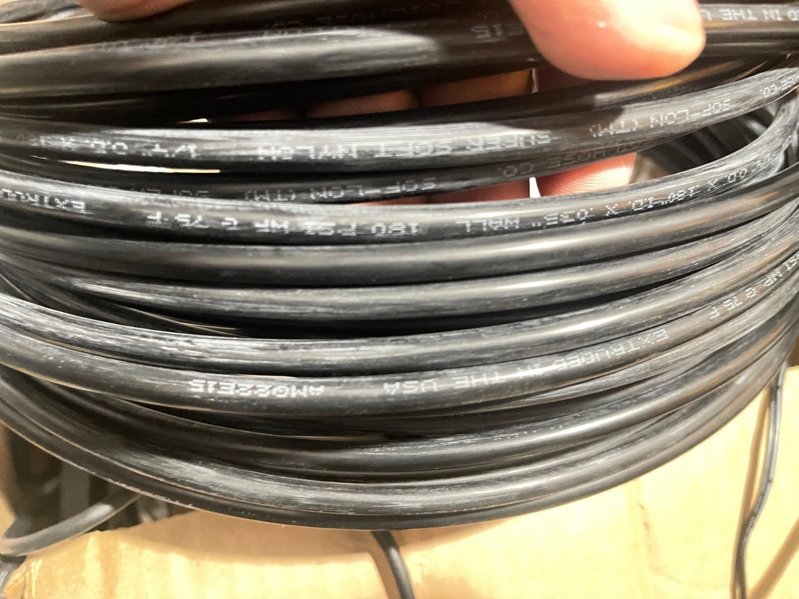 Soft Tubing,1/4"ODx .180"IDx .035"wall Nylon Black 90 Feet 180PSI  AMQ22E15(J9