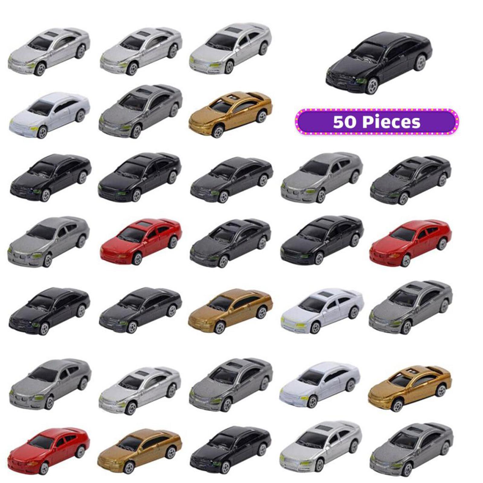 50pcs HO Scale Model Cars Vehicles 1:87 Building Scenery Railway Layout Scenery