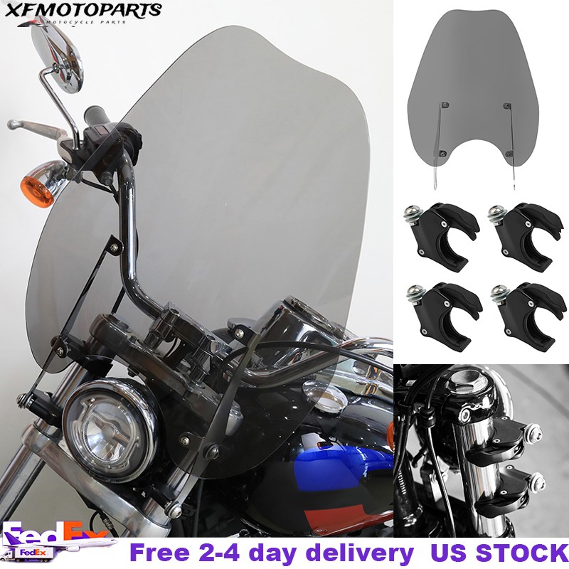 Windshield Windscreen & 49mm Clamps Fit For Harley Breakout Street Bob 18-Up
