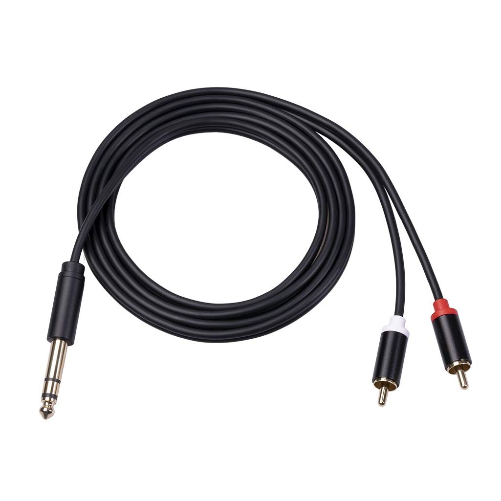 Yumiwoow 1/4 to RCA Cable, inch TRS Dual Audio 4.9 feet, Black