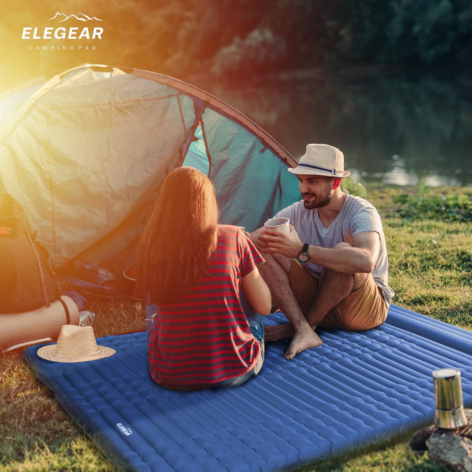 4.7” Thick Double Sleeping Pad for Camping, Inflatable, Full