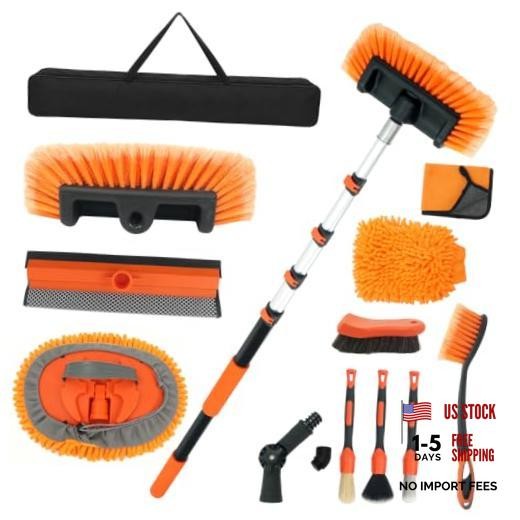 Car Wash Brush with 12 FT Telescoping Pole, Soft Bristle Car Cleaning 13 Pcs