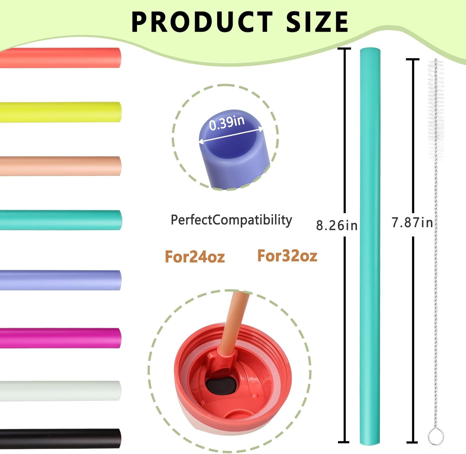 8Pcs Replacement Straws for Owala Freesip 24Oz 32Oz Bottle, Reusable Plastic St
