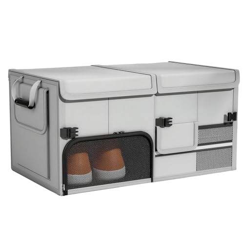 Foldable Car Trunk Organizer with Multi-Compartment – Expandable 30-60L White