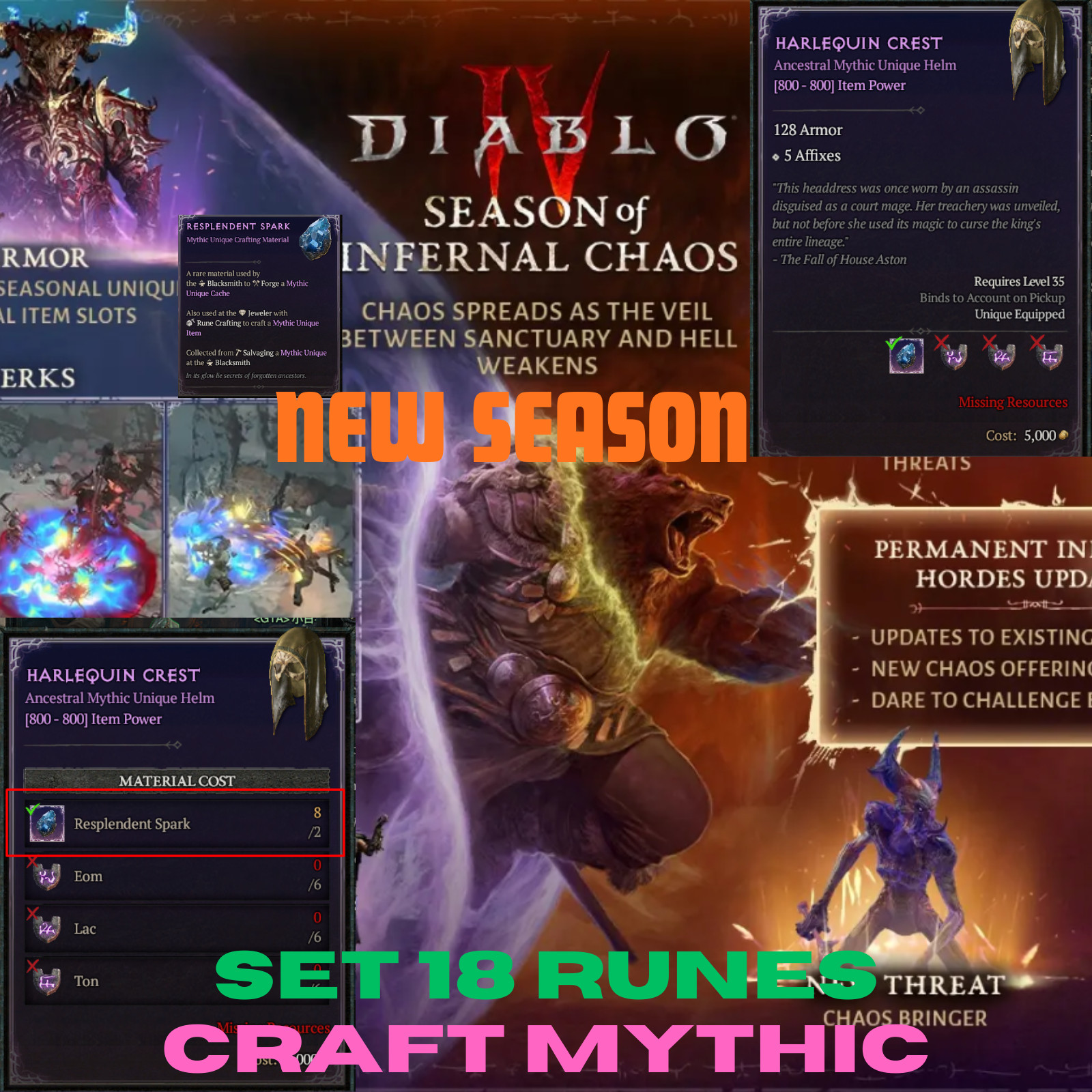 DIABLO 4🎃SEASON 12💥Full set 18 runes to craft Mythic💥