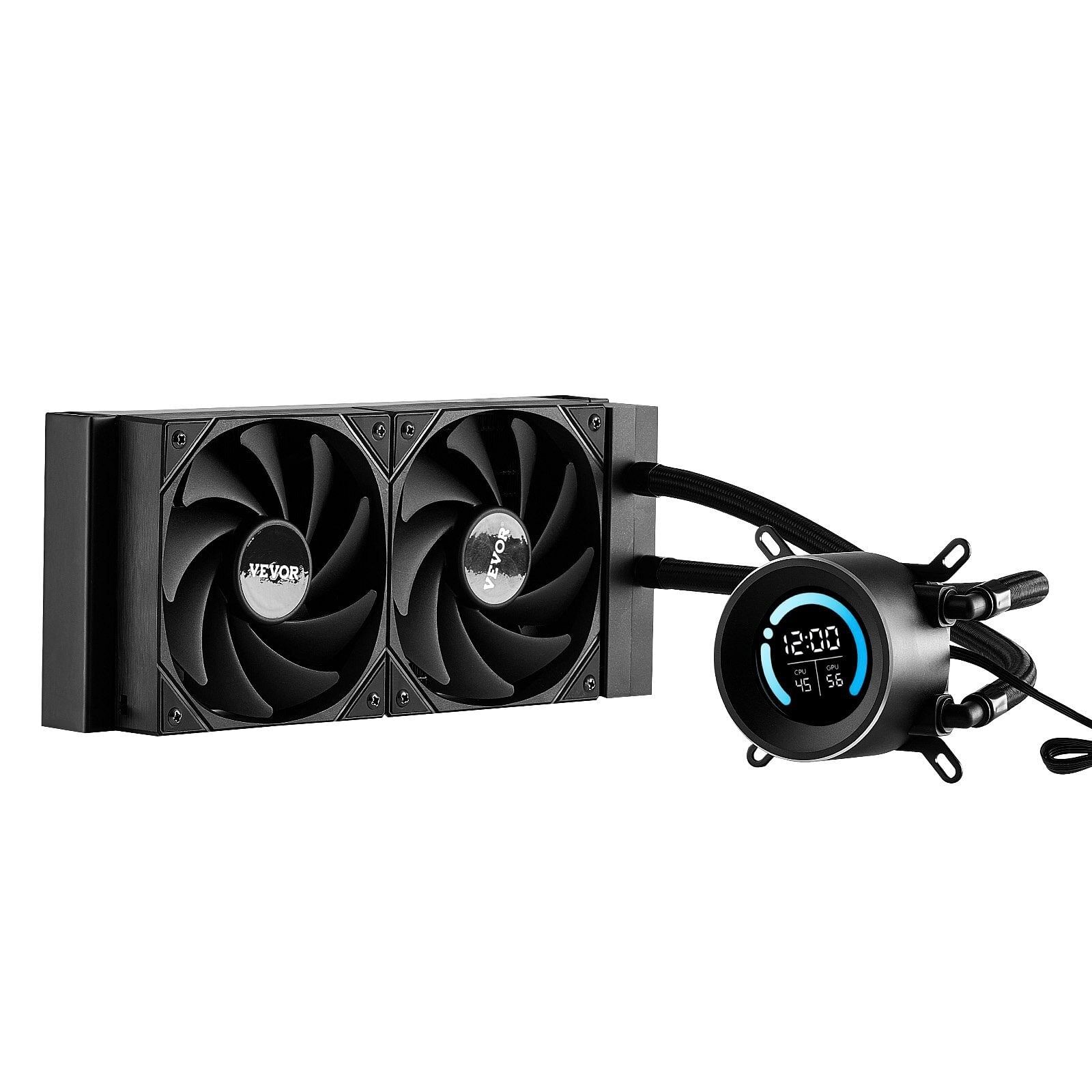 CPU Liquid Cooler, AIO CPU Water Cooler - 120mm PWN Fans, Pump, 1.8'' Display,