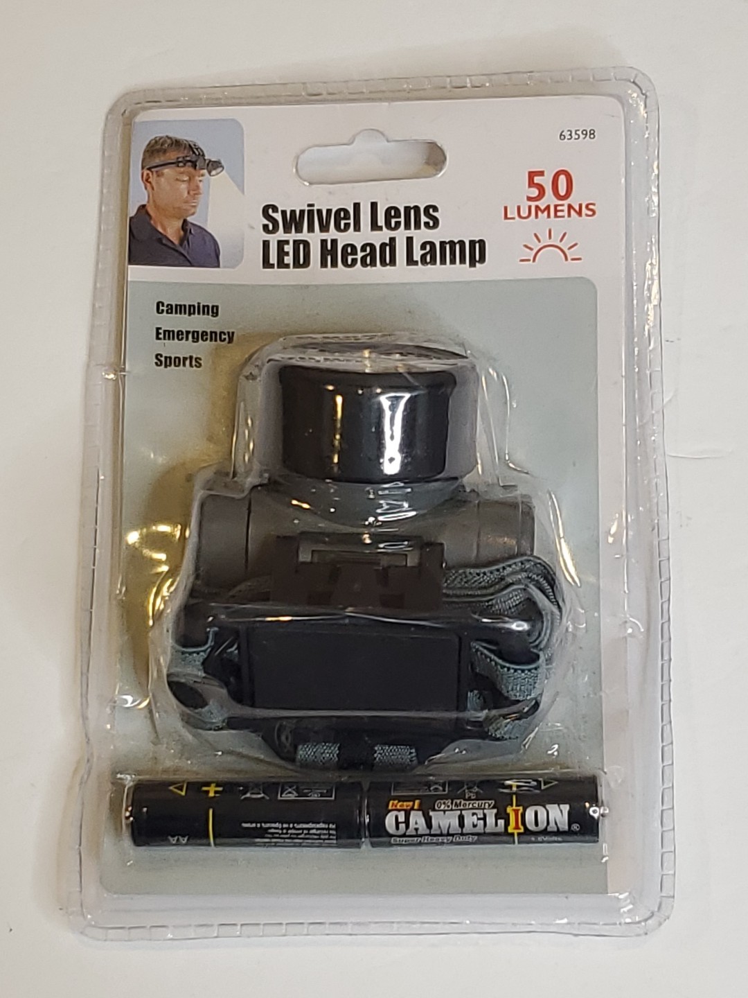 50 LUMENS Swivel Lens LED Headlamp Head Lamp Brand New Batteries Included band