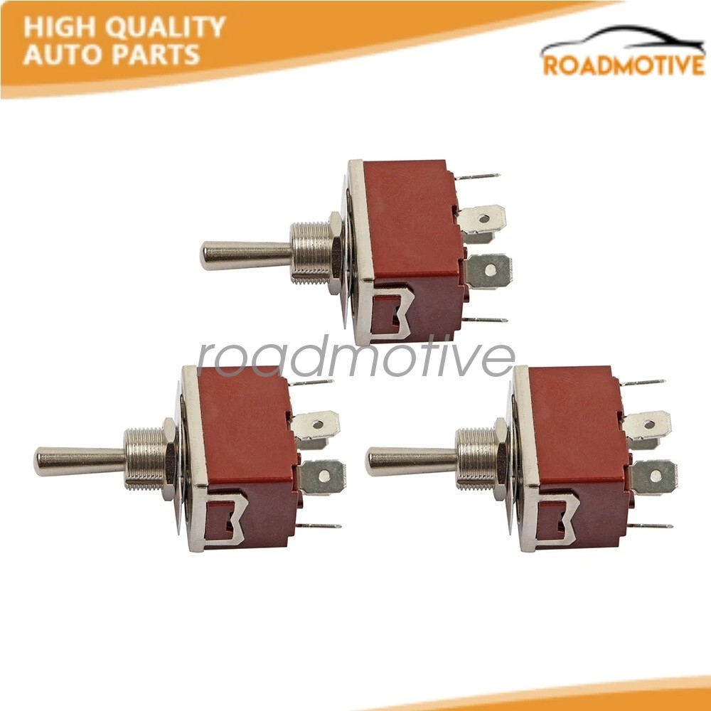 3PCS Heavy Duty DPDT ON/OFF/ON Toggle switch 20A 125V/15A 250V Spade Terminals