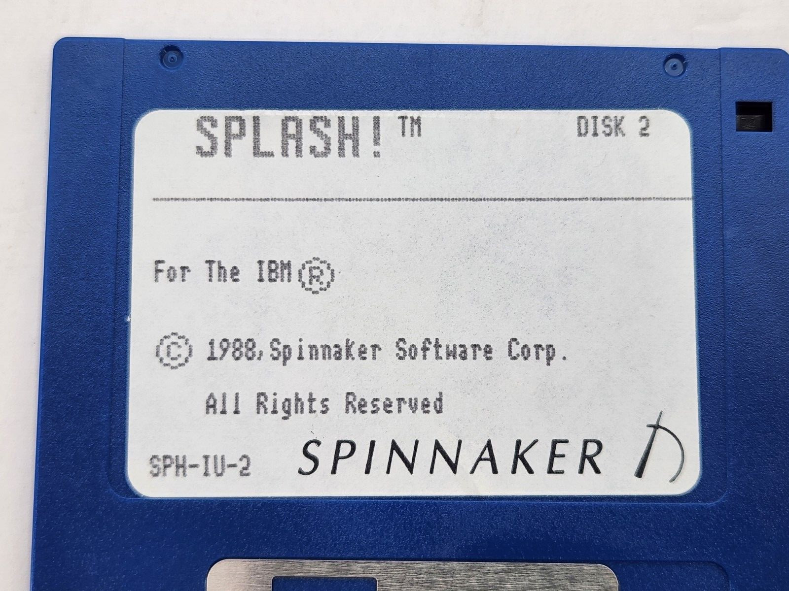 1988 Spinnaker Splash! SPH-IU-1 3.5" floppy Disks only. Paint program Untested