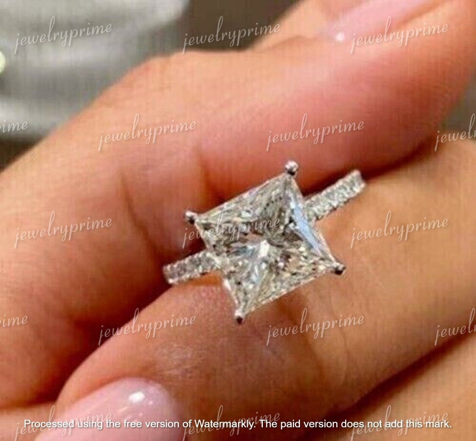 3CT Princess Cut Lab-Created Diamond Engagement Wedding Ring 925 Sterling Silver