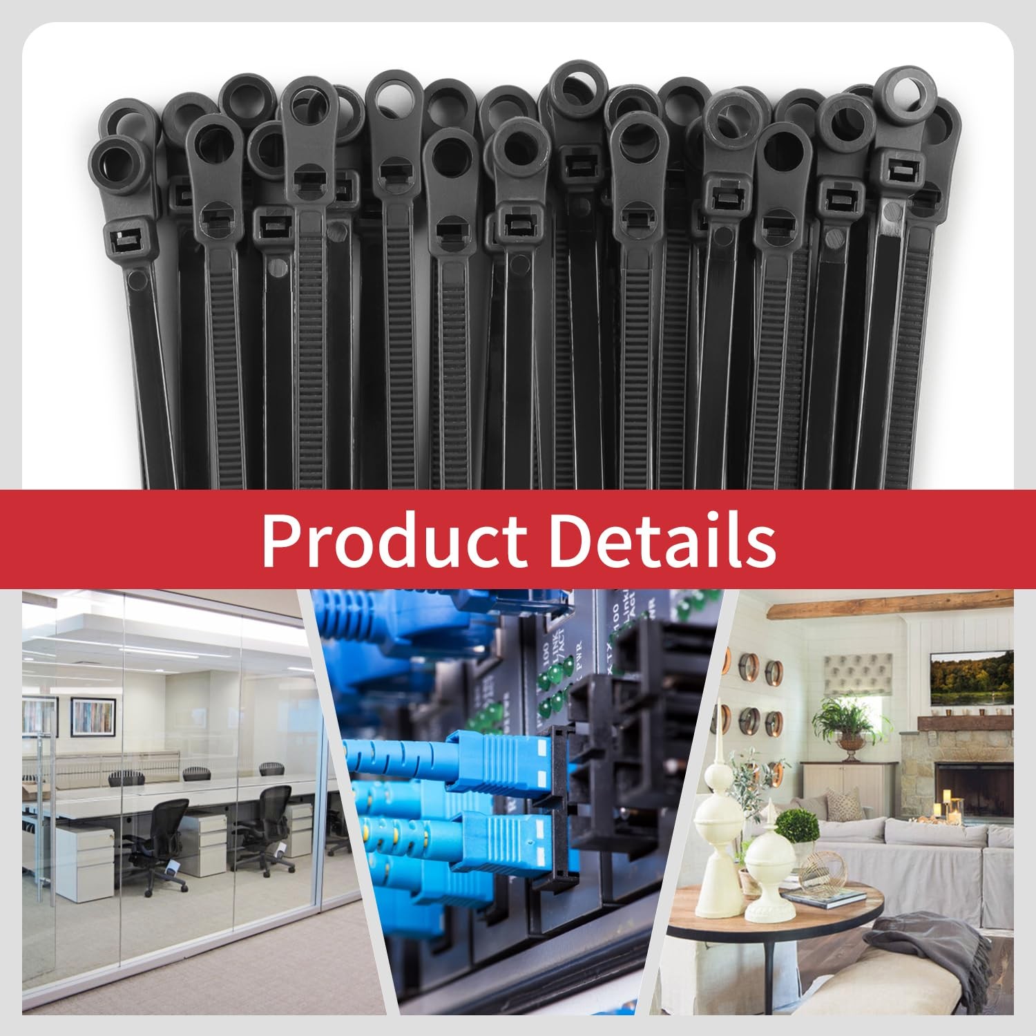 400 Pack Black Zip Ties with Screw Hole Assorted Sizes, Mountable Head Nylon ...