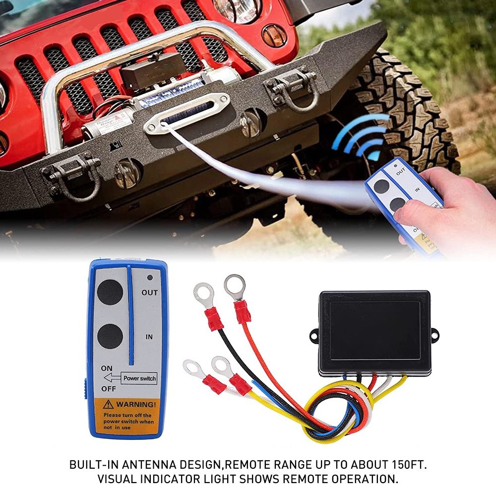 Wireless Winch Remote Control Receiver 150ft Twin Switch Handset Easy Install US