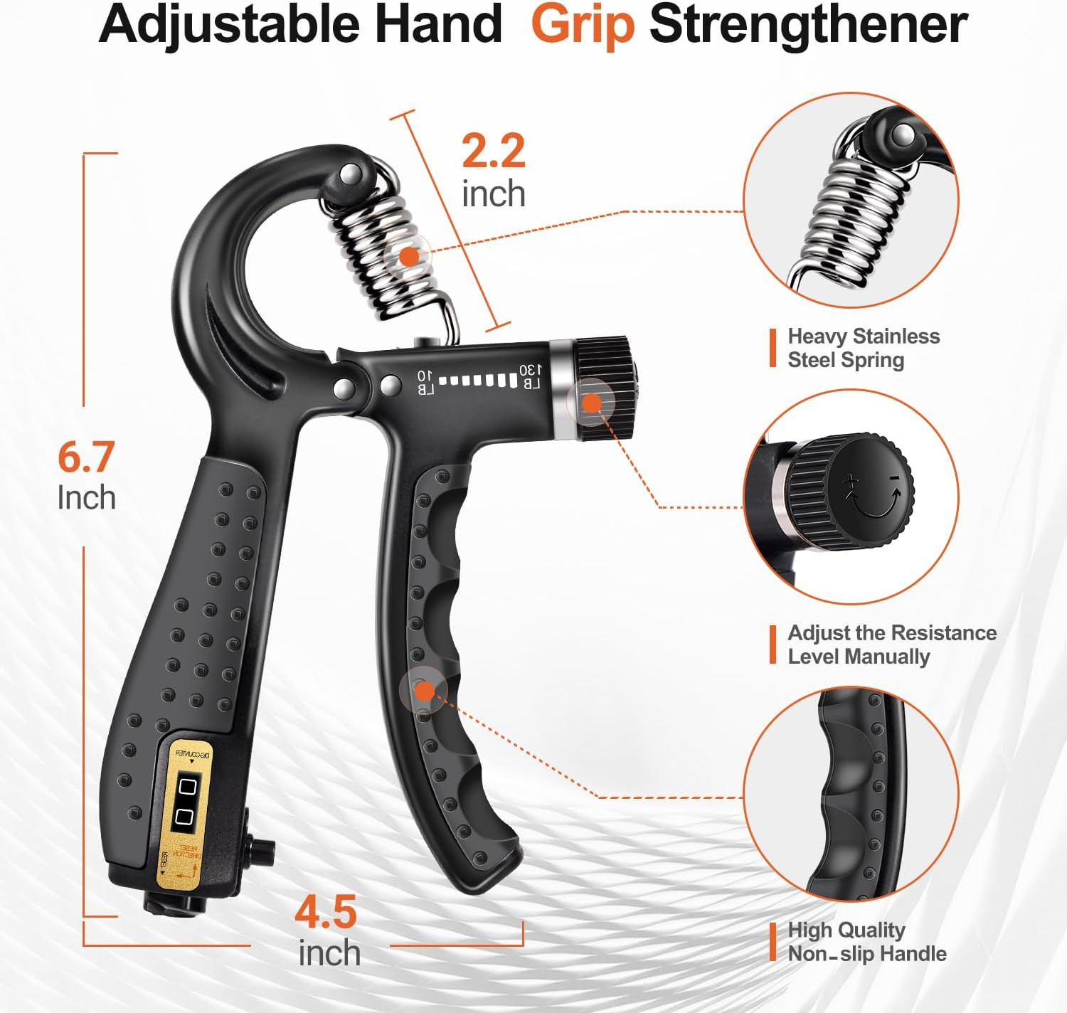 Grip Strength Trainer Kit (5 Pack) Adjustable Resistance Hand Gripper,Finger Exe