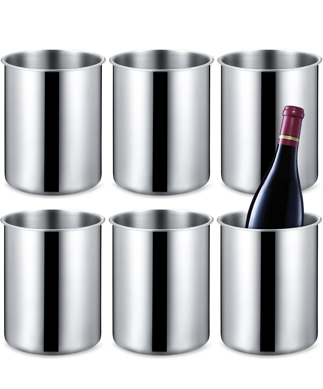 Domensi 6-Piece Wine Ice Bucket Set.  750ml Champagne Bucket Stainless Steel
