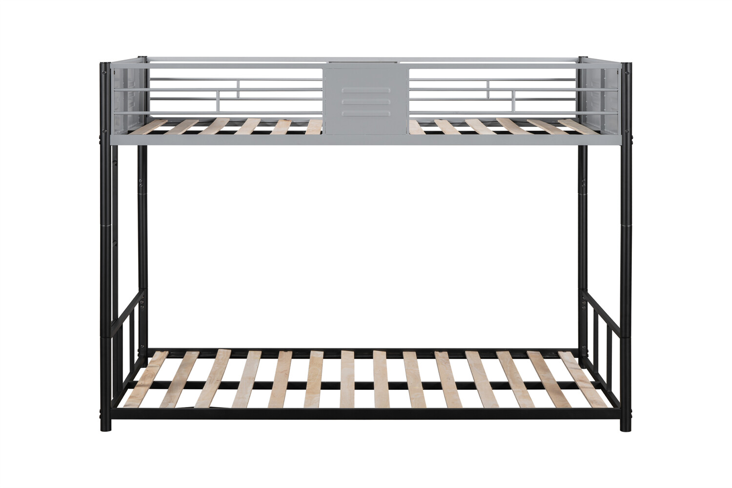 Twin Over Twin Metal Bunk Bed Convertible Twin Size Bed Frame for Bedroom Black