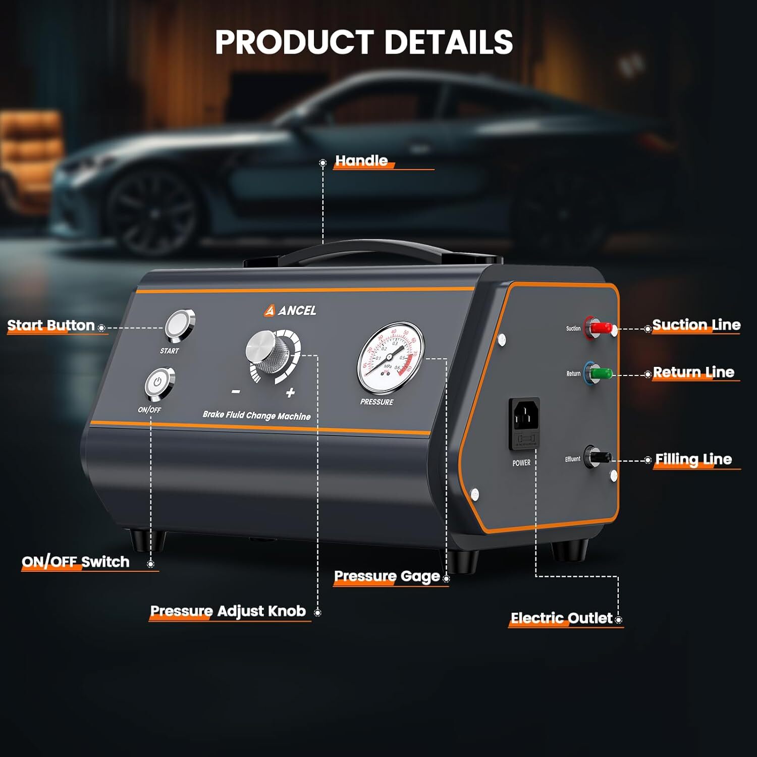ANCEL BR1000 Brake Fluid Change Machine Self-Sealing Plug Fluid Exchanger