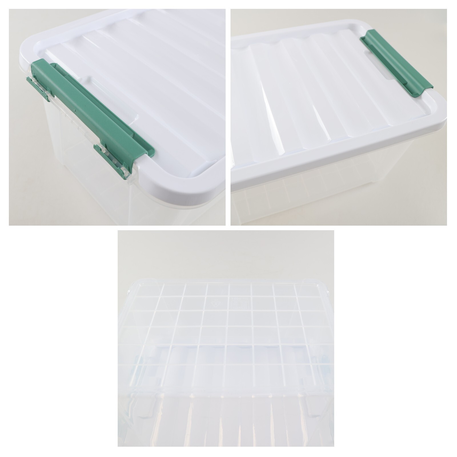 Ponpong 20 Quart Plastic Clear Storage Latching Boxes with Lids, 4 Packs