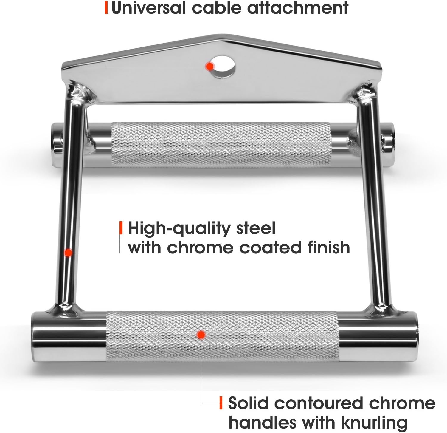 Double D Row Handle Cable Attachment for Weight Workout, LAT Pull down V Bar
