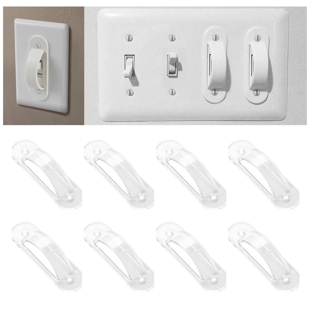 Wall Switch Cover Plate 8pcs ABS White Transparent for Indoor Safety Use