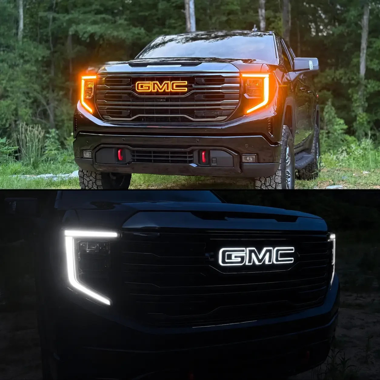 2019-2026 GMC Sierra 1500 Illuminated Grille Emblem Amber & White LED Color