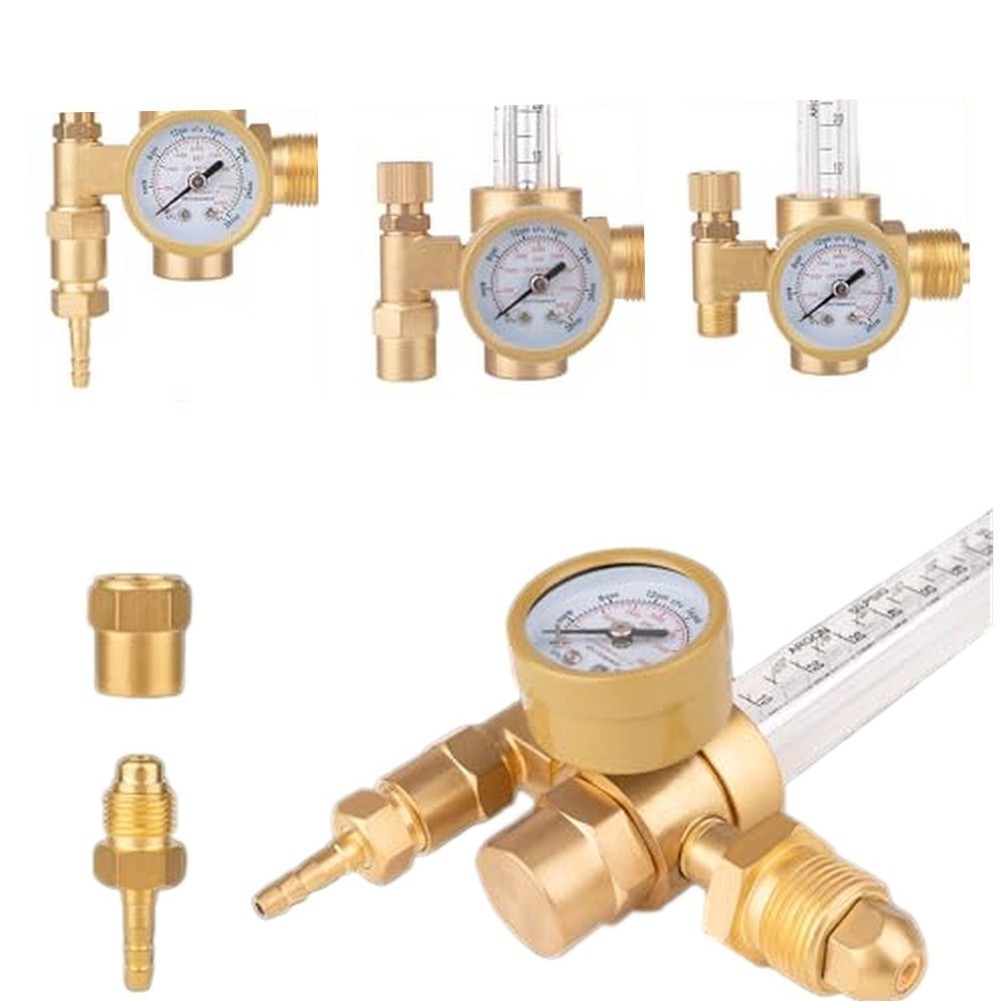 All Copper Argon Regulator 04000 PSI Welding with 916 x 18 Nut and Fittings