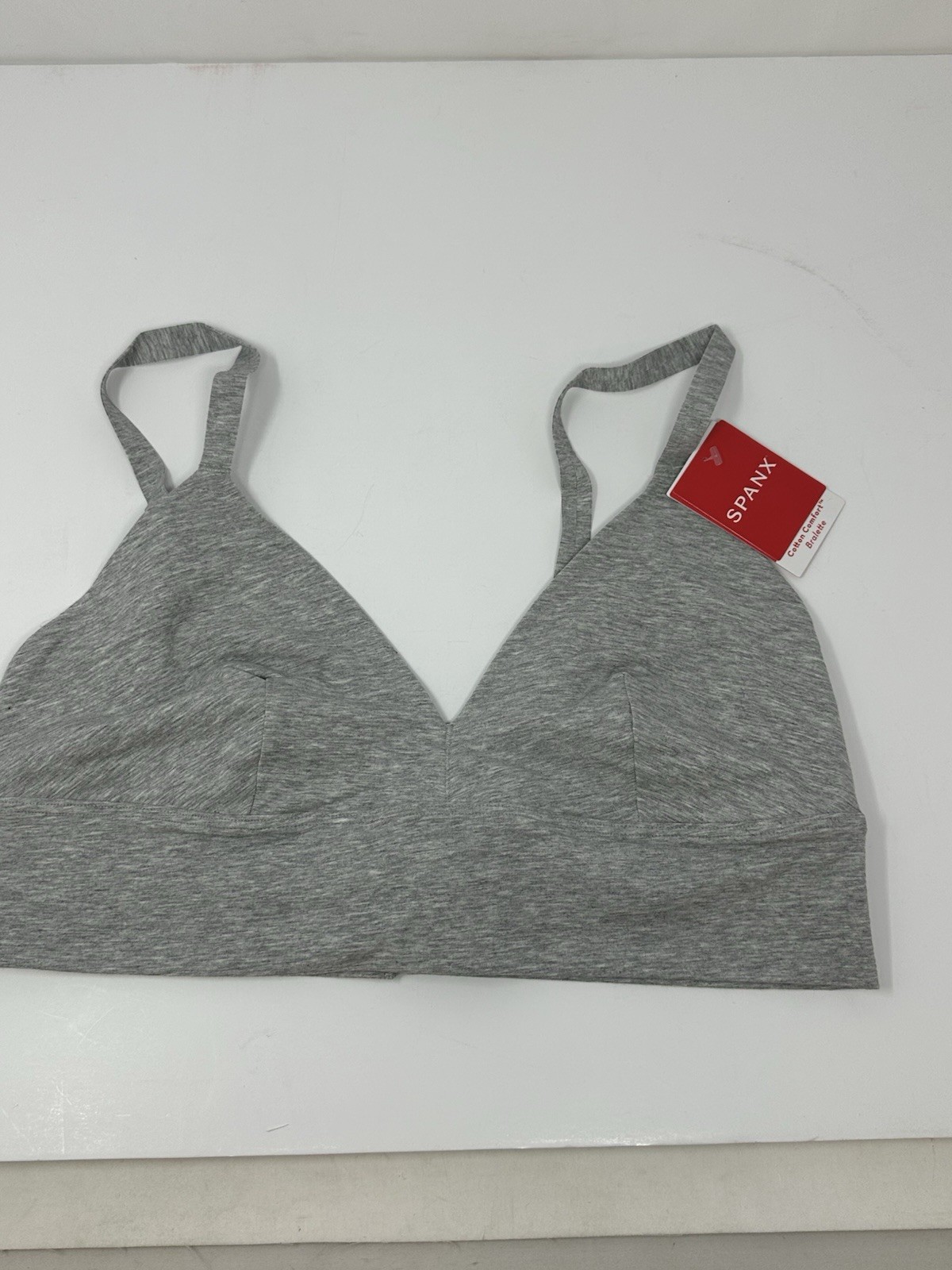 NEW! SPANX Better Base Cotton Comfort Sz L Bralette Heather Gray 30048R W1