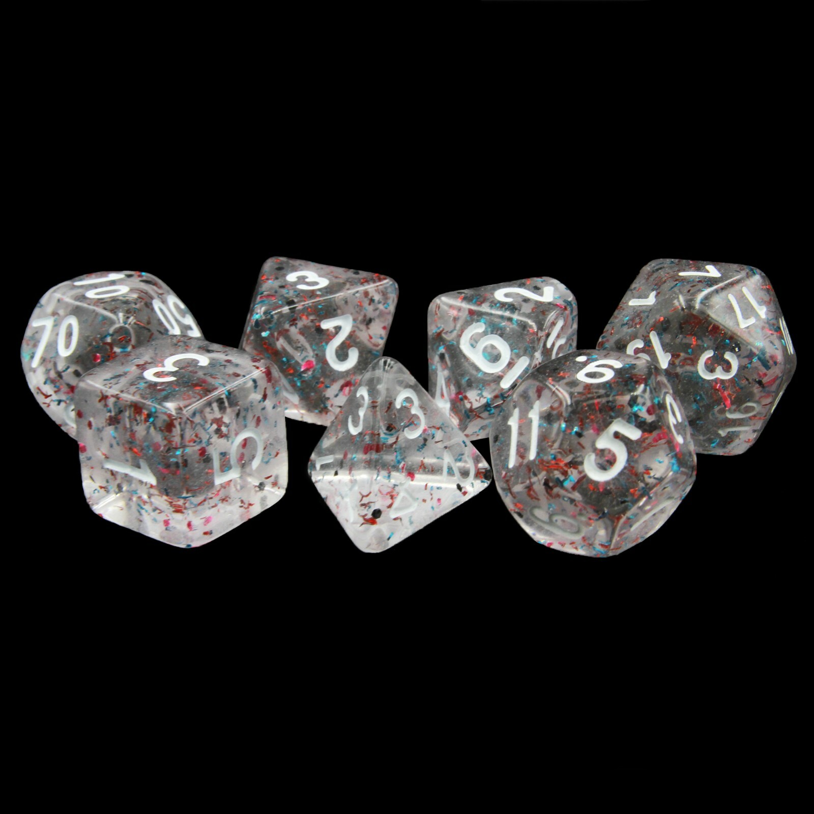 Clear Mix Confetti Polyhedral Dice | Set Of 7