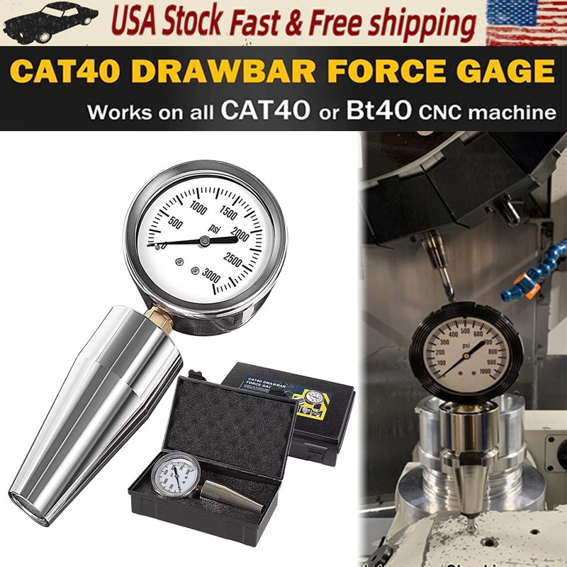 Spindle Drawbar Force Gauge Tester Checker Tool 0-3000PSI For All CAT40 or BT40