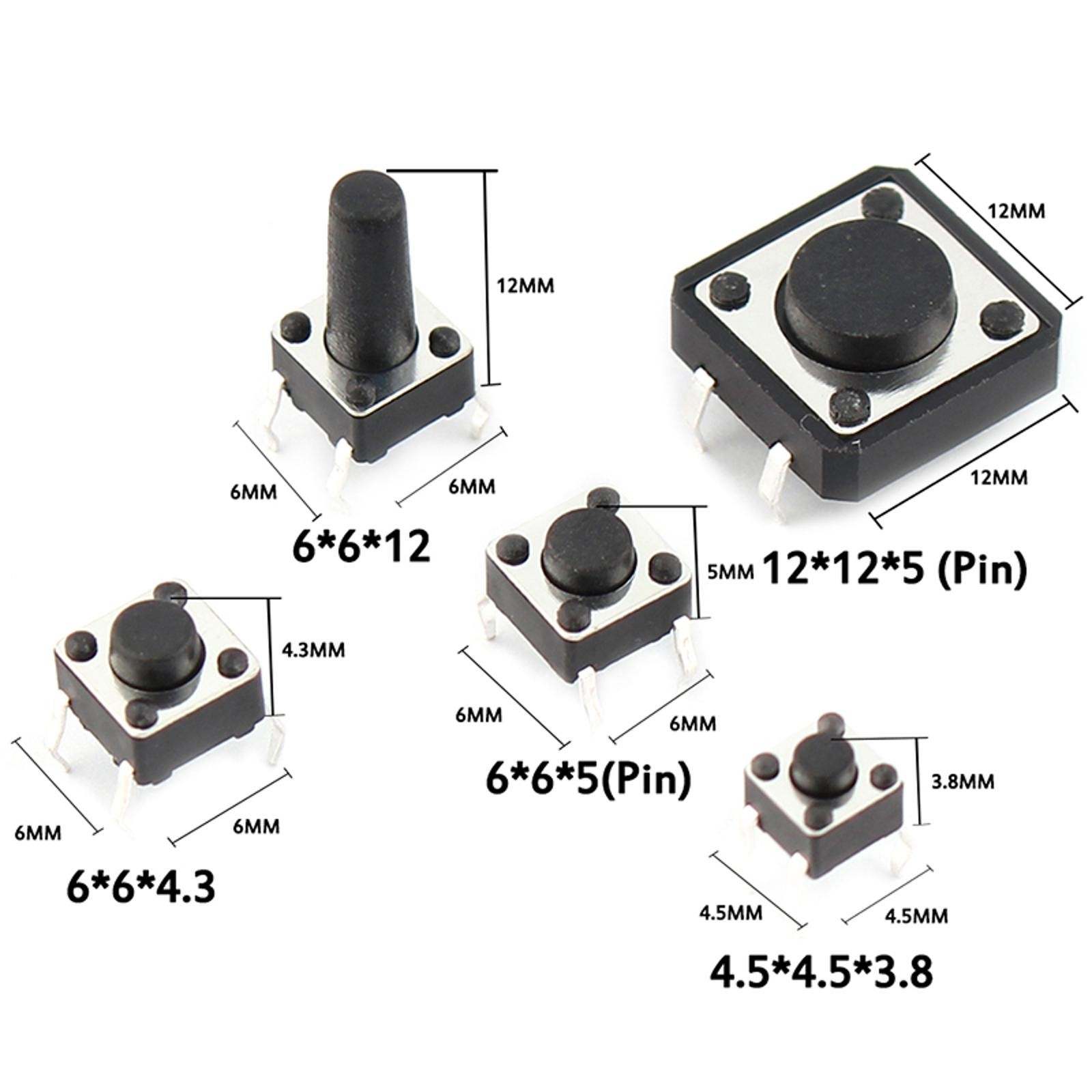 25-Type Micro Switch Push Tact Button ON/OFF Touch Button Switch Assortment Kit
