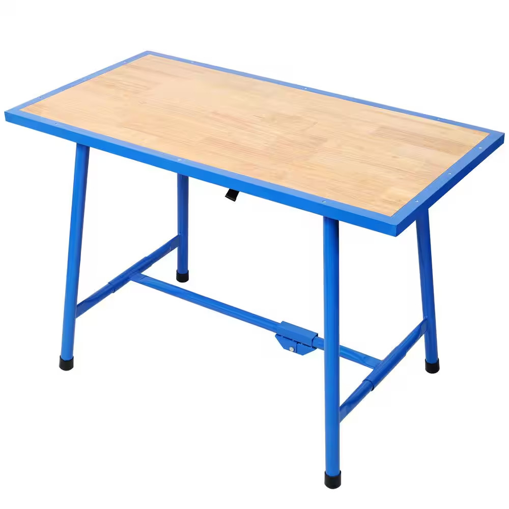 Foldable Work Bench, 47 In. X 24.5 In. Heavy-Duty Workshop Table-Wooden Top and
