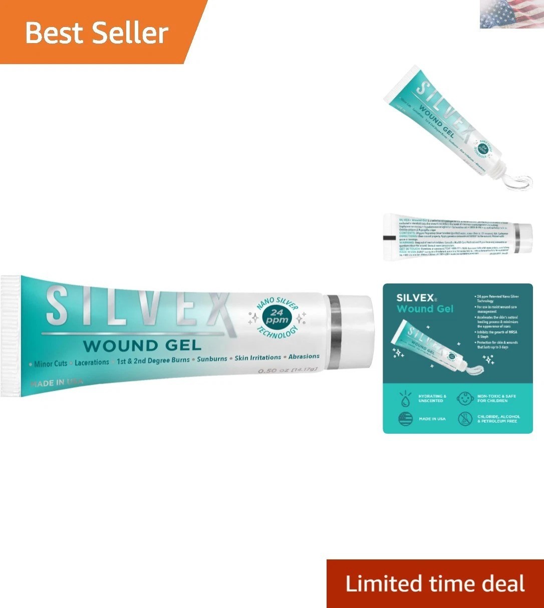 SILVEX Wound Gel, 0.5 Fl Oz - Ultra-Effective Nano Silver Healing Gel