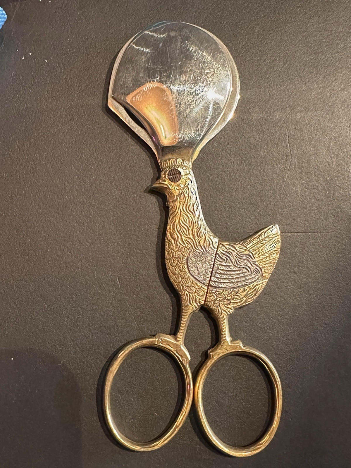 Egg Scissors Chicken Shaped Gold/Silvertone Made By Hoffritz NY Made in Germany