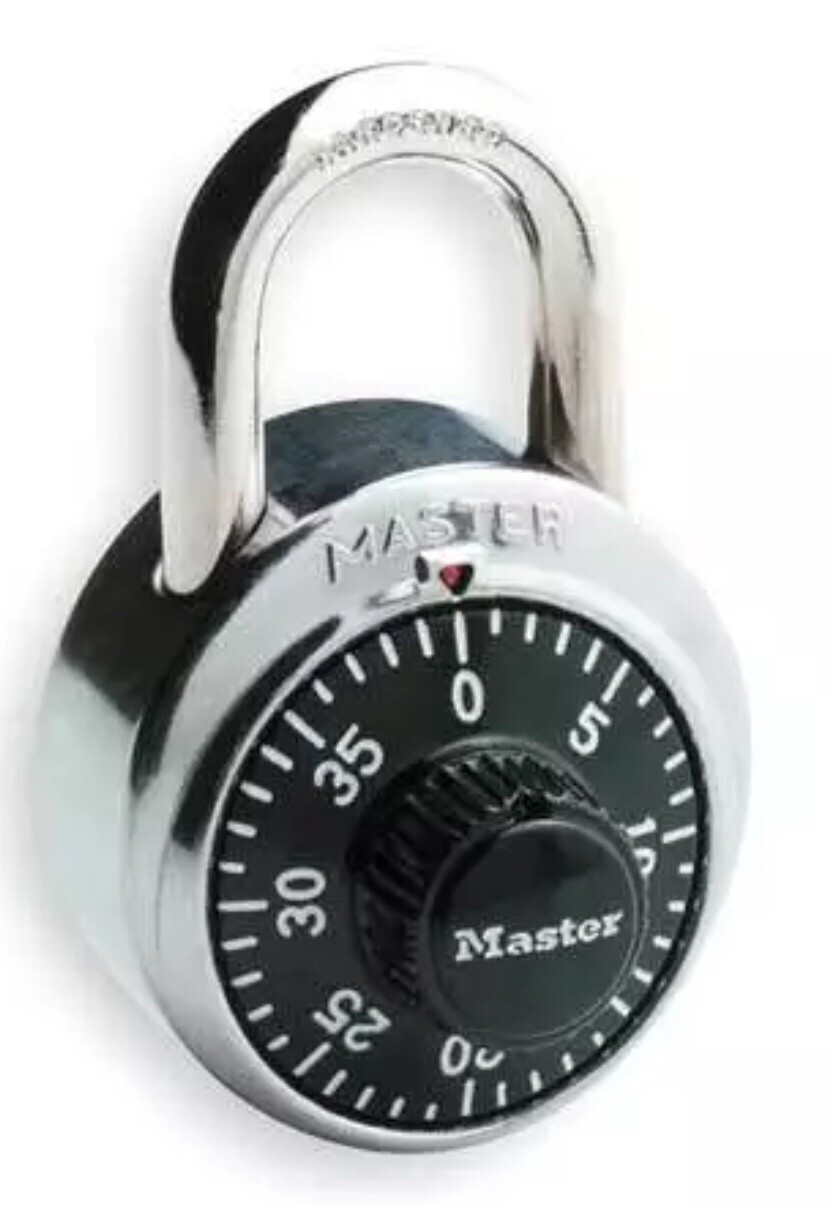 Master Lock 1500D, Preset Combination Padlock, 1-7/8 in. Wide, Black Dial