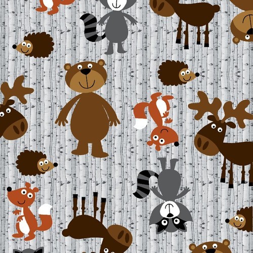 Woodland Animals Flannel Fabric