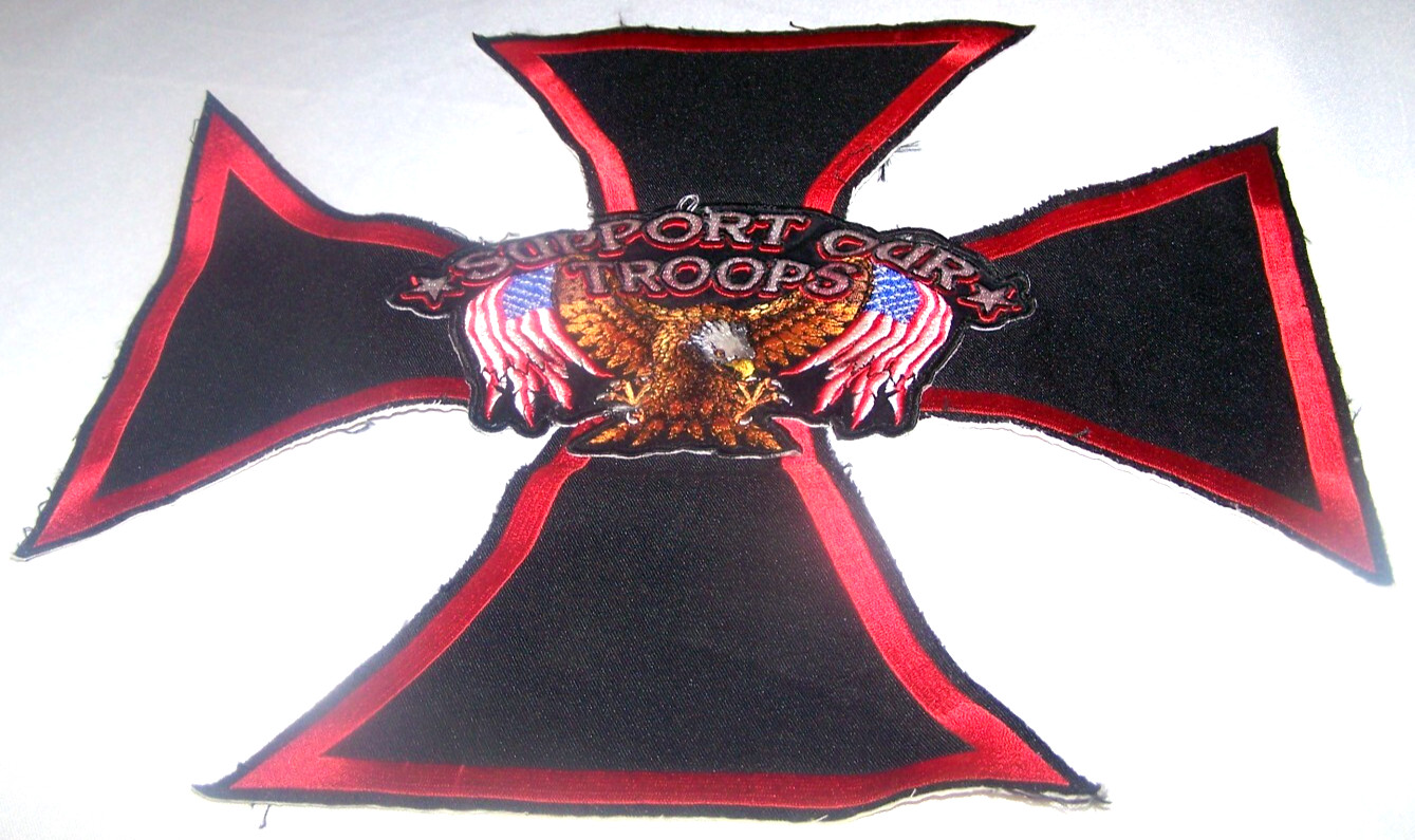 Harley Rider Vintage Original Maltese Cross Support Our Troops Jacket Back Patch