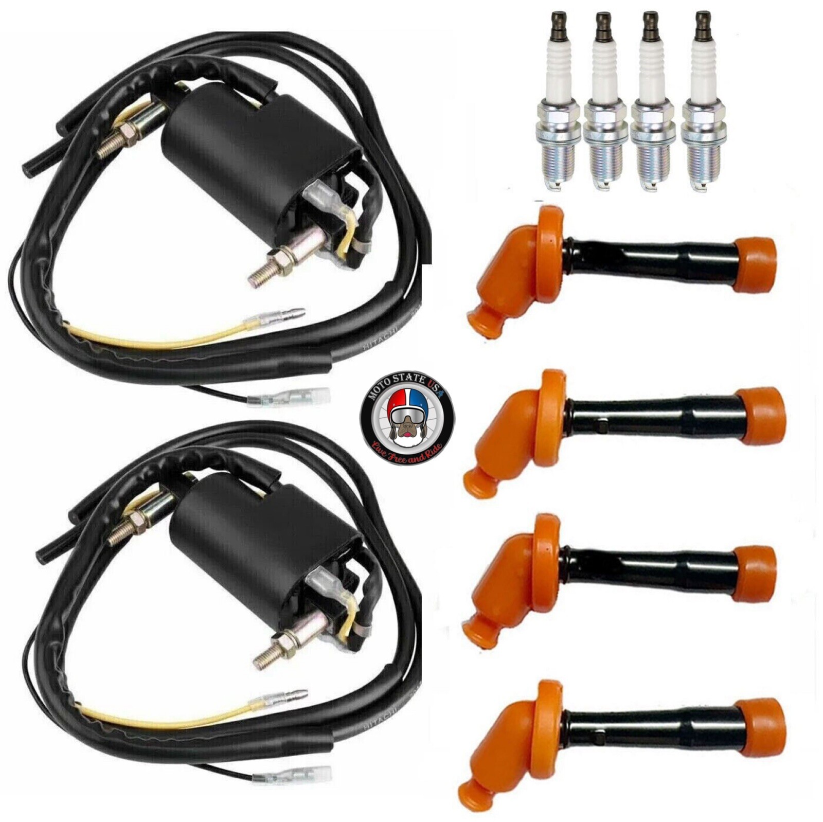 2x Ignition Coil + Spark Plug & Cap For Suzuki Bandit 600 GSF600S (1996-2003)