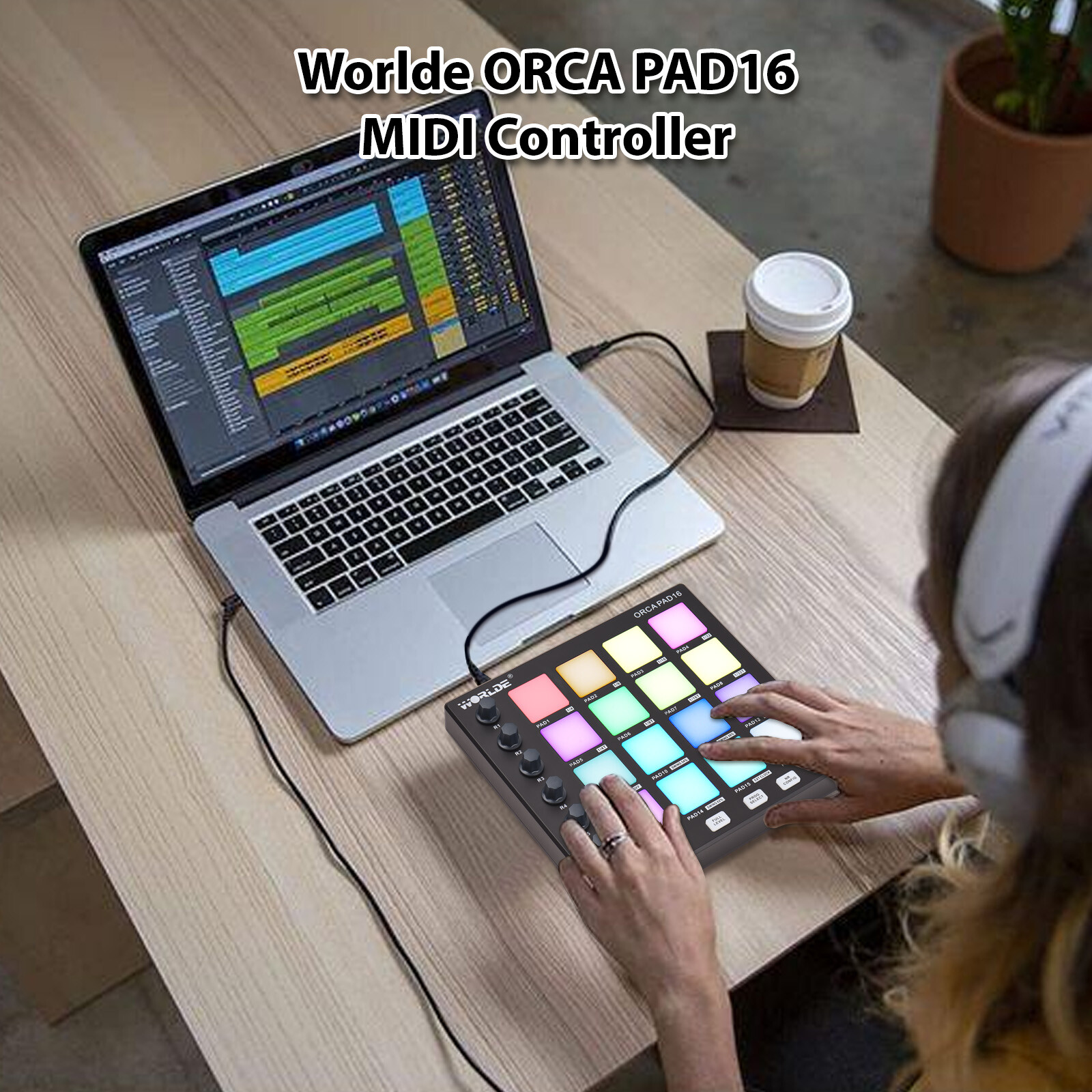 MIDI Controller Beat Maker Machine 6 Assignable Knobs for Music Production W8B5