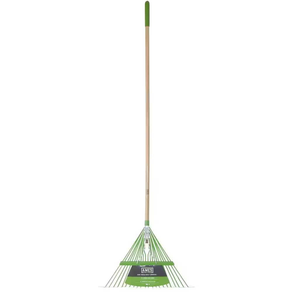 54 In. Wood Handle 22-Tine Steel Leaf Rake