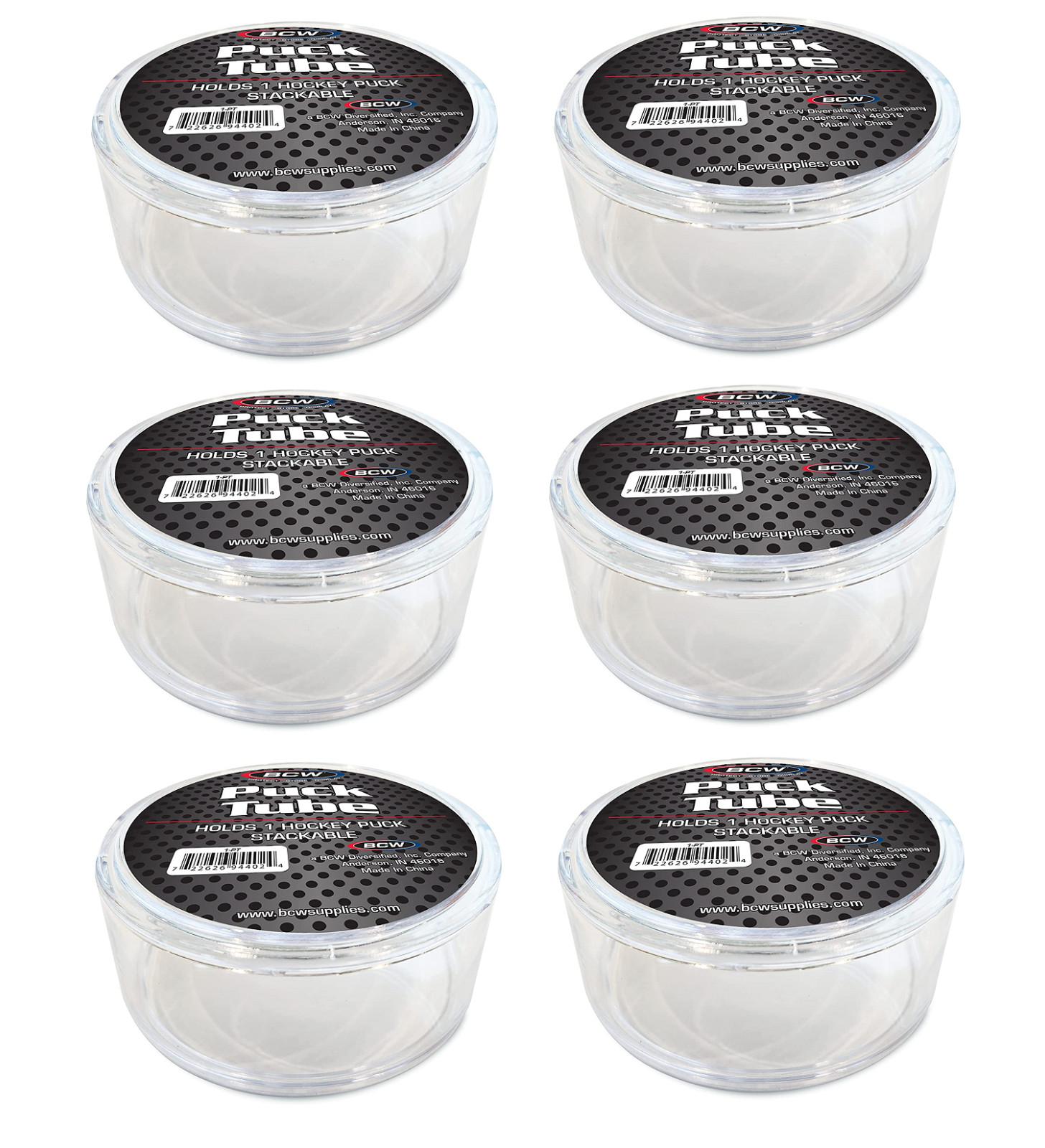 (6 Pack) BCW Round Hockey Puck TUBE Holder Display Case For Souvenir Pucks