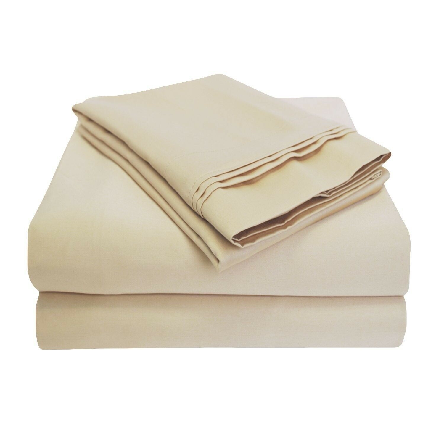 (2) Luxor 100% Egyptian Cotton Pillowcases 1000 TC ~ Standard 20 x 30 Ivory NEW