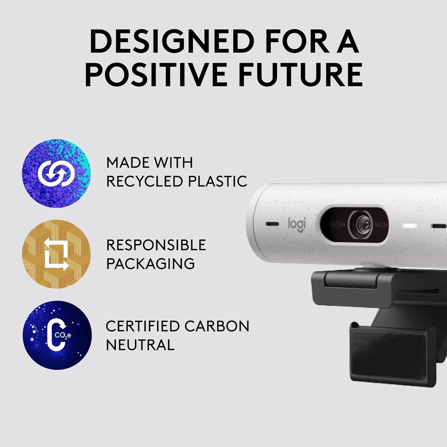 Logitech Brio 500 Full HD Webcam USB-C Cable - Off White