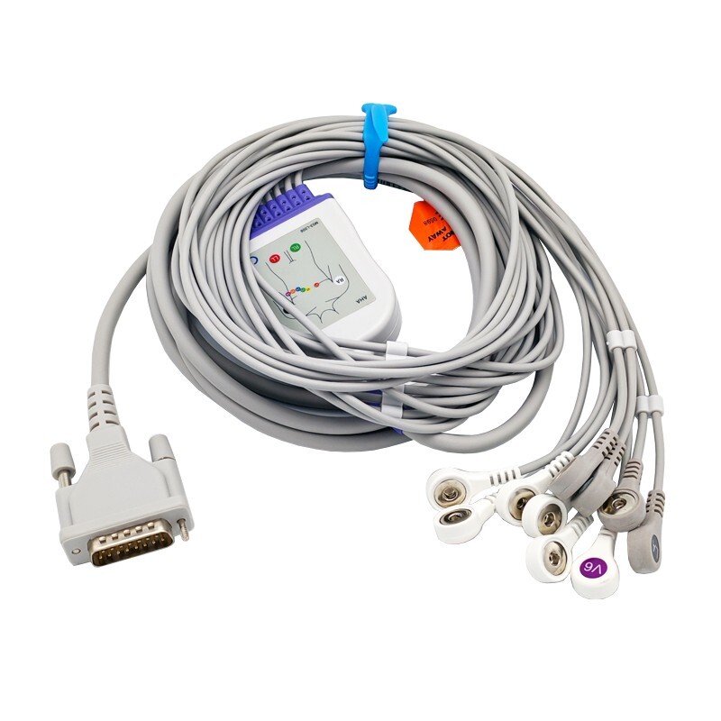 Direct-Connect EKG Leadwire Cable 10-Leads, Snap AHA, for Schiller(Long screw)