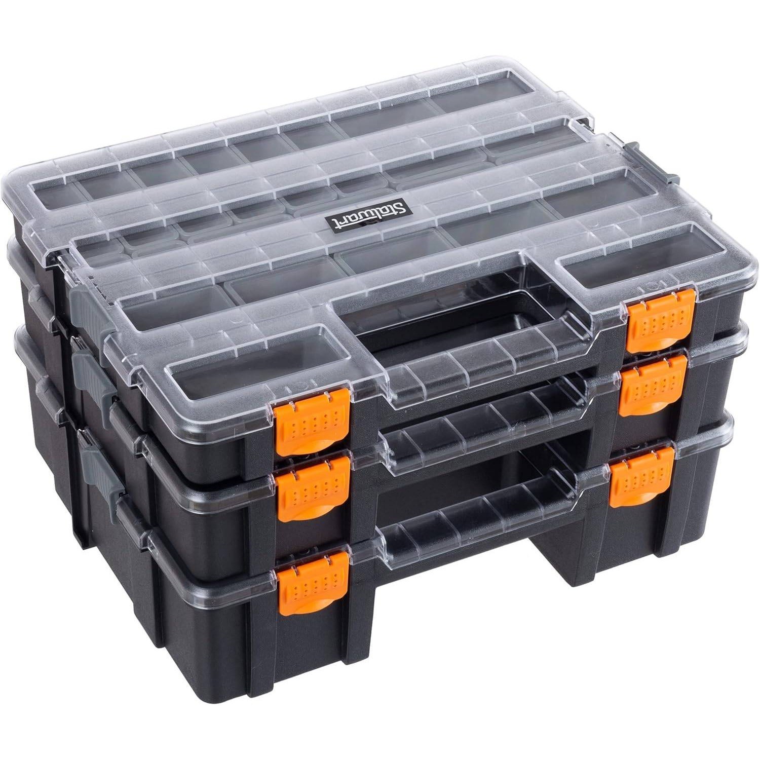 3-in-1 Tool Box Organizer 52 Compartment Parts Chest Stalwart 75-TSBS-G-2016
