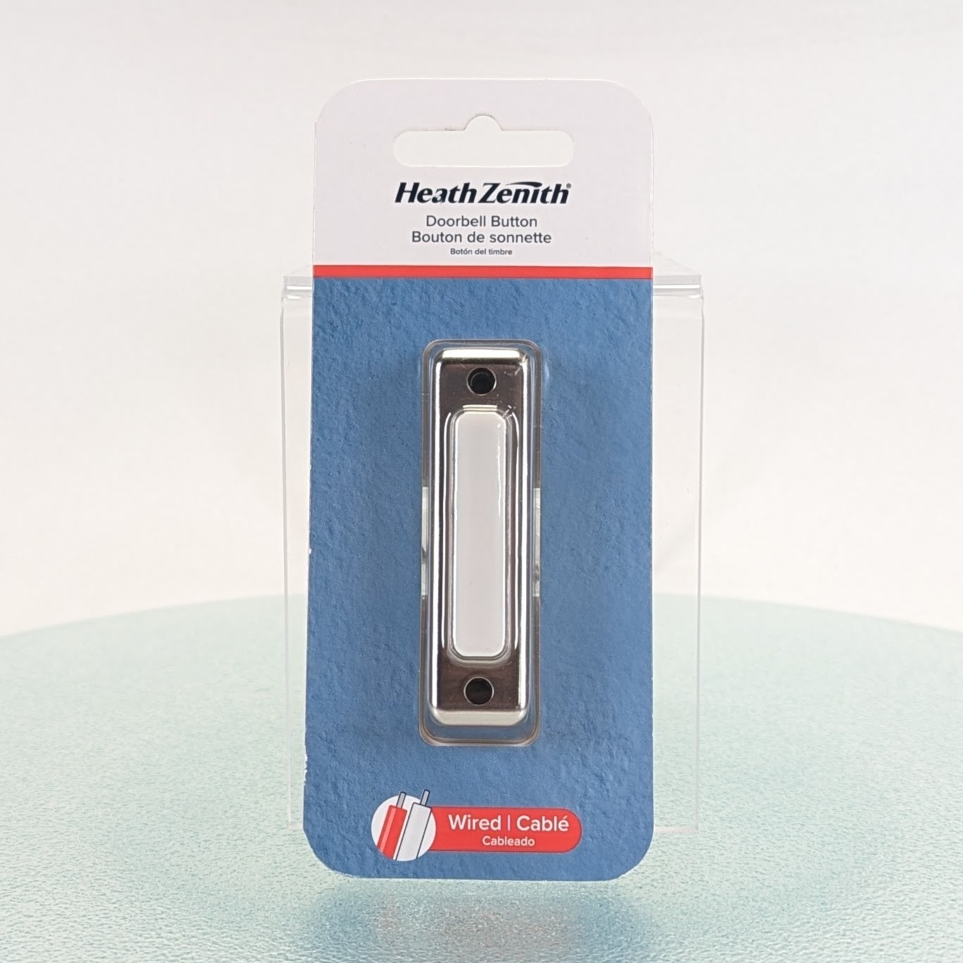Globe Heath Zenith Satin Nickel Silver Metal Wired Pushbutton Doorbell 18000222
