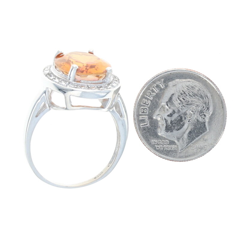 NEW Azotic Topaz & Diamond Ring - Sterling 925 Oval 5.01ctw Halo-Inspired