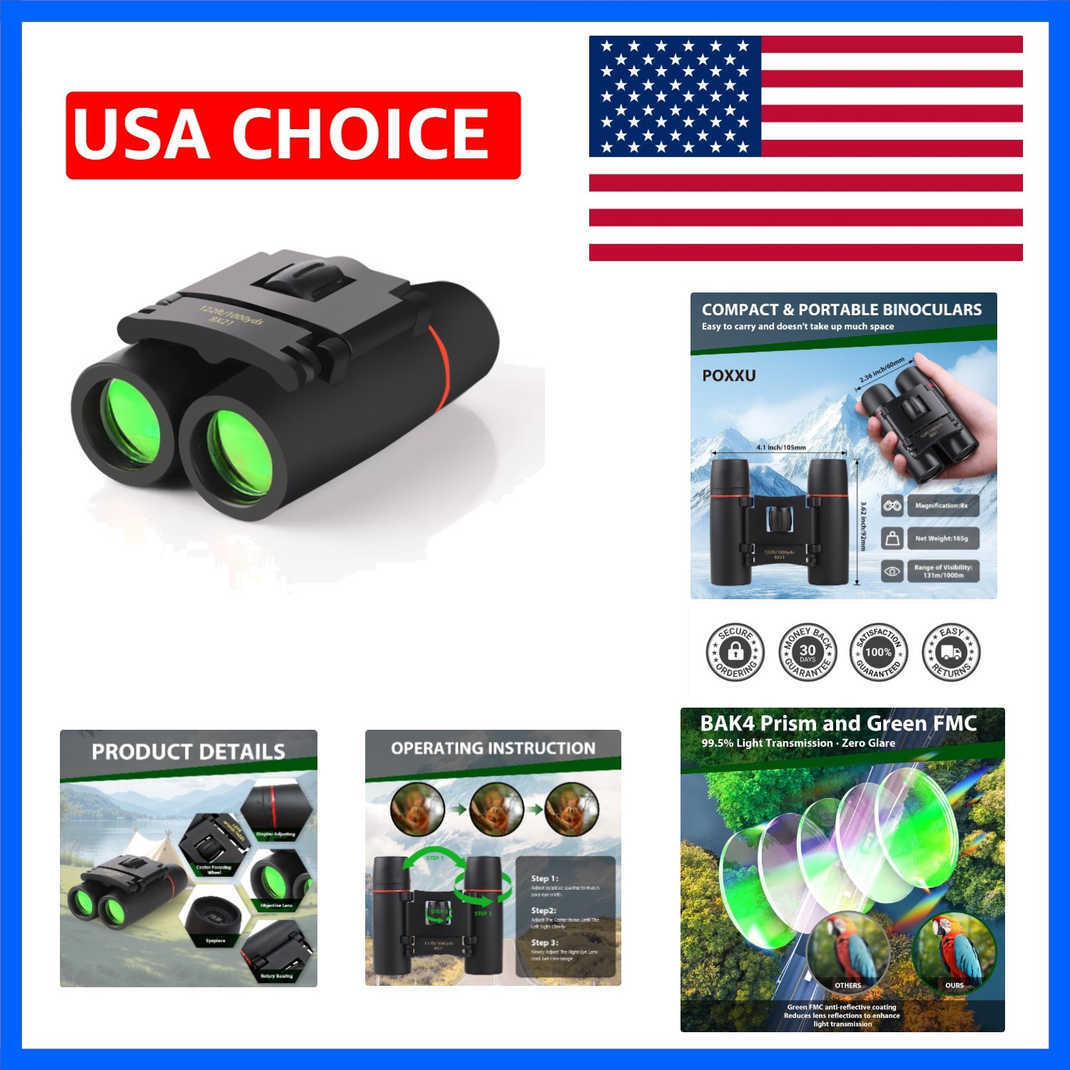 Binoculars for Adults and Kids, High Powered Portable & Compact Binoculars, f...