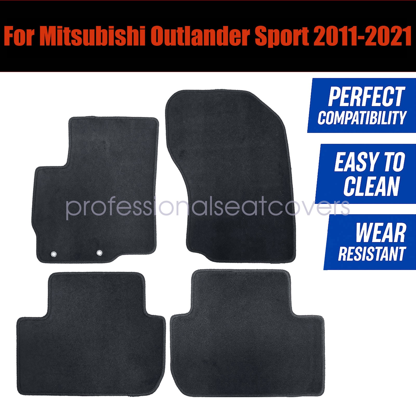 Front & Rear Floor Mats Carpet Velour For 2011-2021 Mitsubishi Outlander Sport