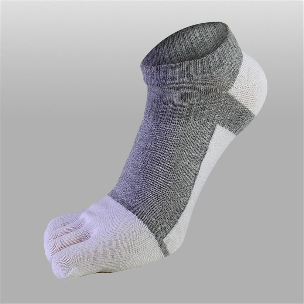 1 Pair Mens Low Cut Ankle Five Finger Toe Socks Combed Cotton Sport Mesh Causal