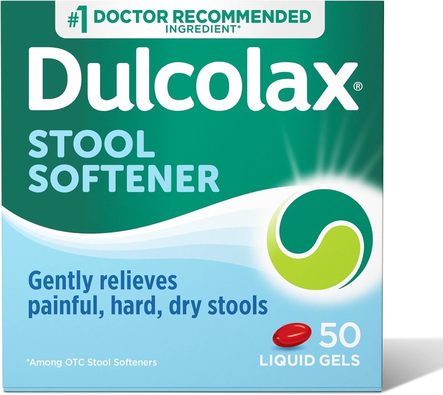 Dulcolax Stool Softener 100mg Liquid Gel Capsules 50ct Constipation Relief